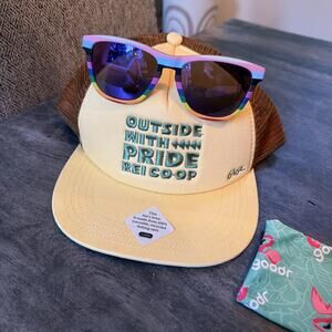 Womens goodr Rainbow sunglasses UV protection & REI outside With Pride Co-op Hat